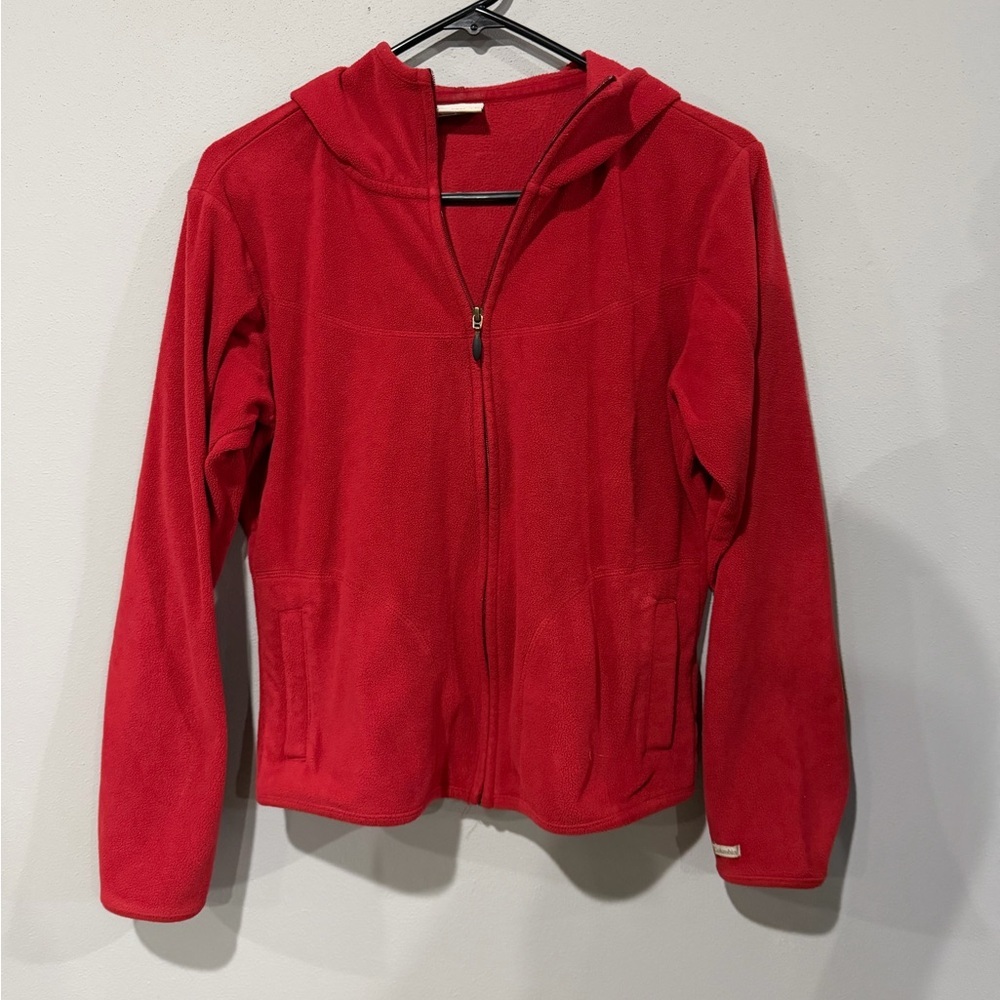 Columbia Red Zip-Up Fleece Lightweight Hoodie - Women’s Medium